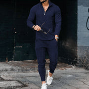 Men's Fashion Casual Long Sleeve Polo Wear Sport Pants Suit