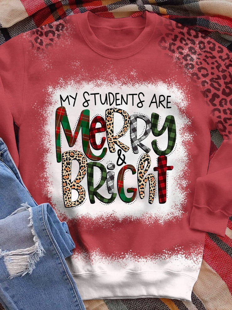 Christmas 3D Digital Printed Round Neck Brushed Loose Sweatshirt