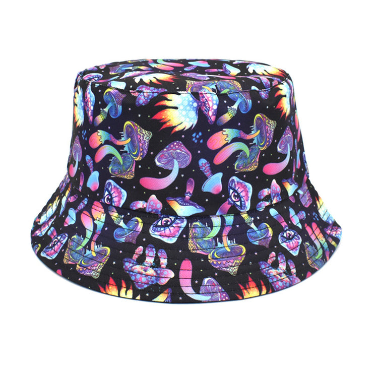 Men's And Women's Outdoor Casual Colorful Mushroom Pattern Fisherman Hat