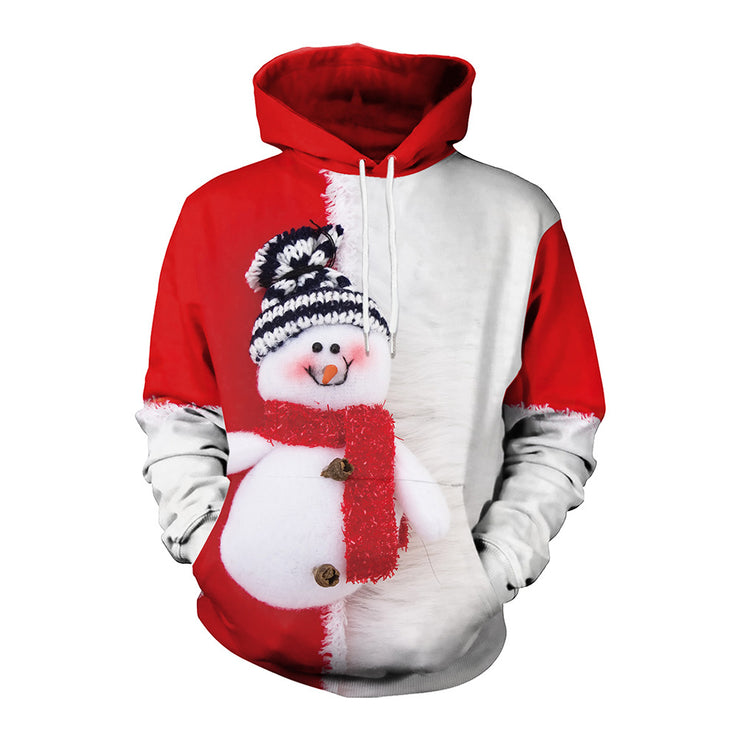 Men's Christmas Digital Printing Leisure Pullover Hooded Sweater