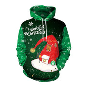 Men's Christmas Digital Printing Leisure Pullover Hooded Sweater