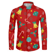 Men's Fashion Casual Christmas Element Printed Shirt Top