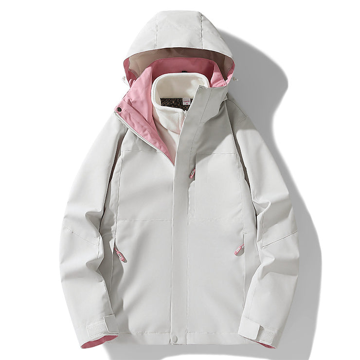 Three-in-one Removable Fleece-lined Thickened Windproof Waterproof Jacket