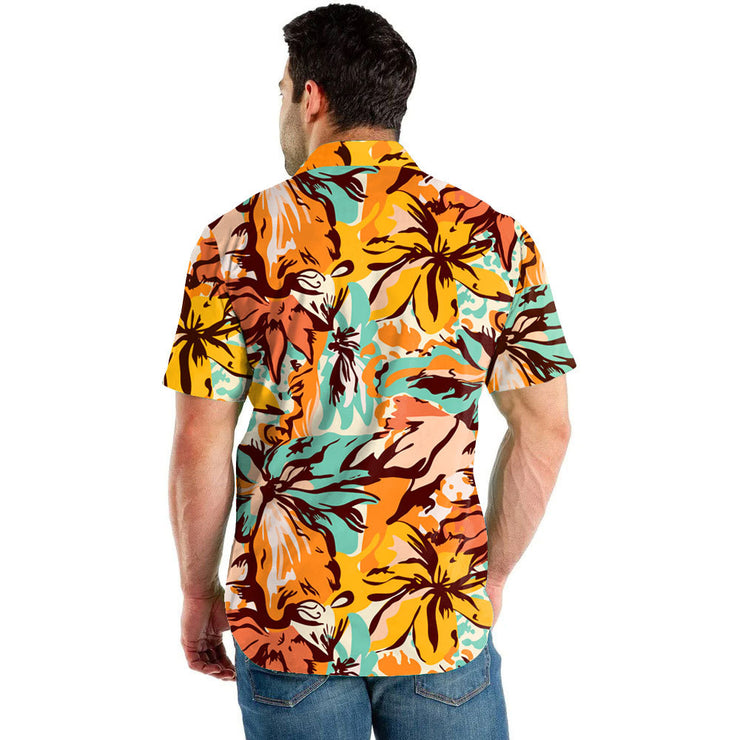 Men's Digital Printing Seaside Vacation Beach Pants Shirt Two-piece Set