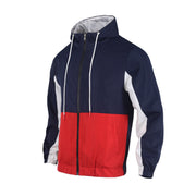 Men's Fashion Casual Polo Collar Contrast Color Double-layer Hooded Jacket