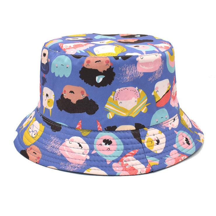 Men's And Women's Outdoor Double-sided Sunscreen Printed Fisherman Hat