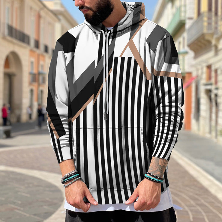 Hooded Sweater Men's Geometric Pattern Street Trend