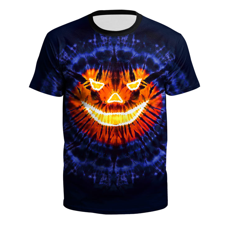 Men's Skull Pumpkin Tie-dye Digital Printed T-shirt