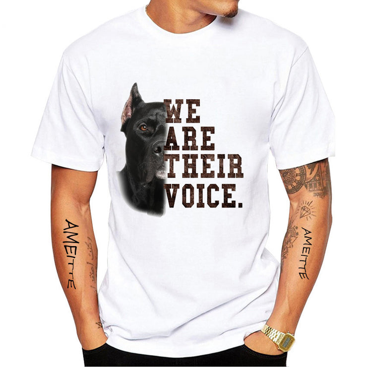 Men's Cartoon Dog Print Short Sleeve Round Neck Top