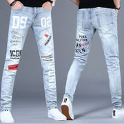 Men's Fashion Casual Printing Slim Straight Jeans