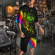 Fashion 3D Color Printing Men's Casual Tops