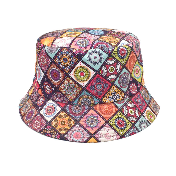 Men's And Women's Outdoor Double-sided Sunscreen Printed Fisherman Hat