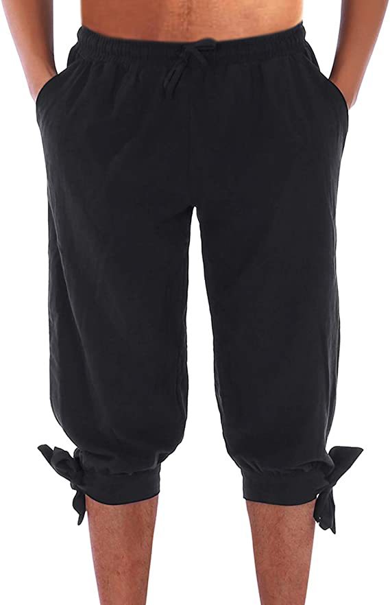 Men's Cotton And Linen Trousers Ankle Strap Pants Medieval Viking