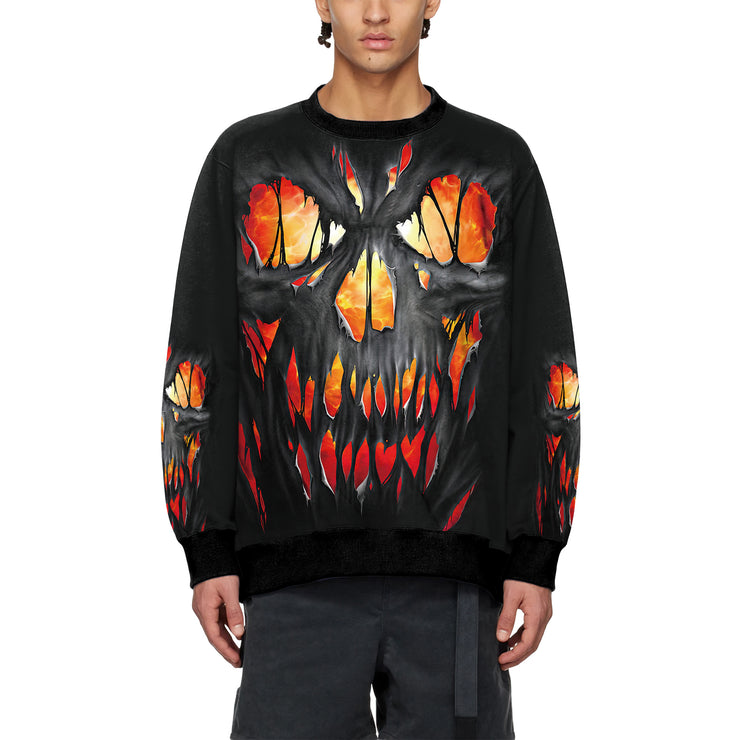 Men's Halloween Round Neck Skull Digital Printing Sweater