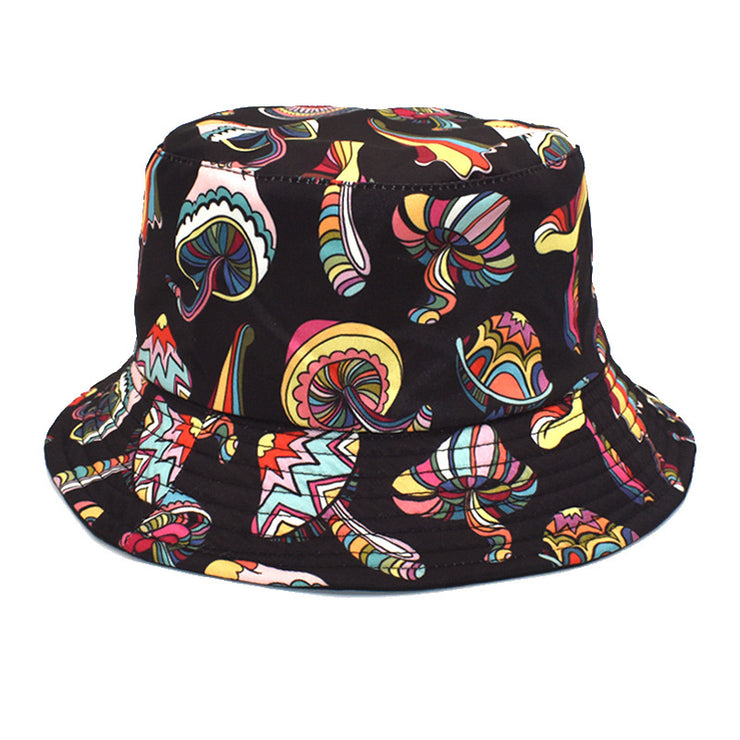 Men's And Women's Outdoor Casual Colorful Mushroom Pattern Fisherman Hat