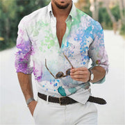 Men's Seaside Vacation Long Sleeve Printed Shirt