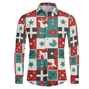 Men's Fashion Casual Christmas Element Printed Shirt Top