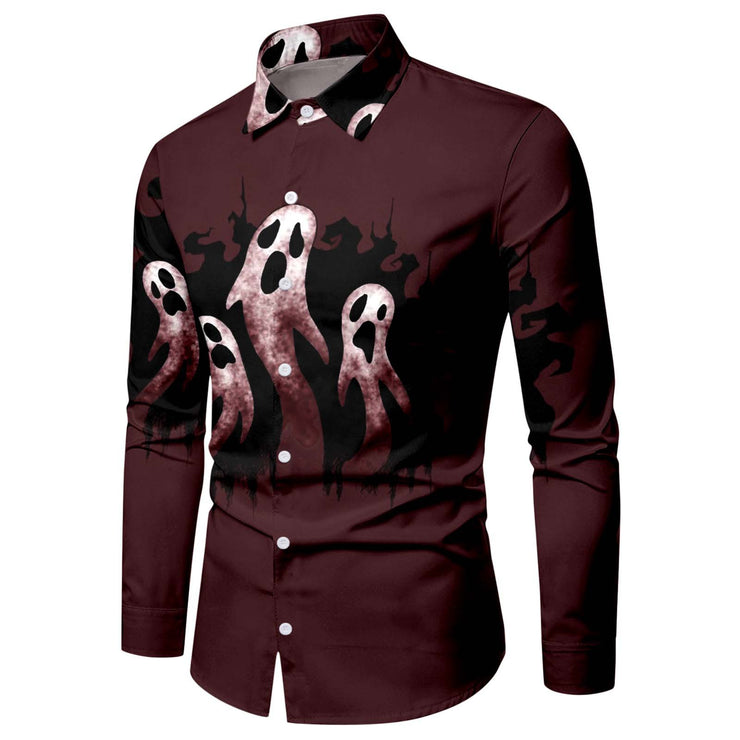 Men's Fashionable 3D Printed Long-sleeved Shirt