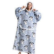 Animal Cartoon Extra Thick Lambswool Pajamas Hooded Lazy Blanket