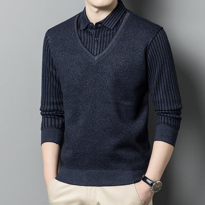 Men's Fleece False-two-piece Sweater