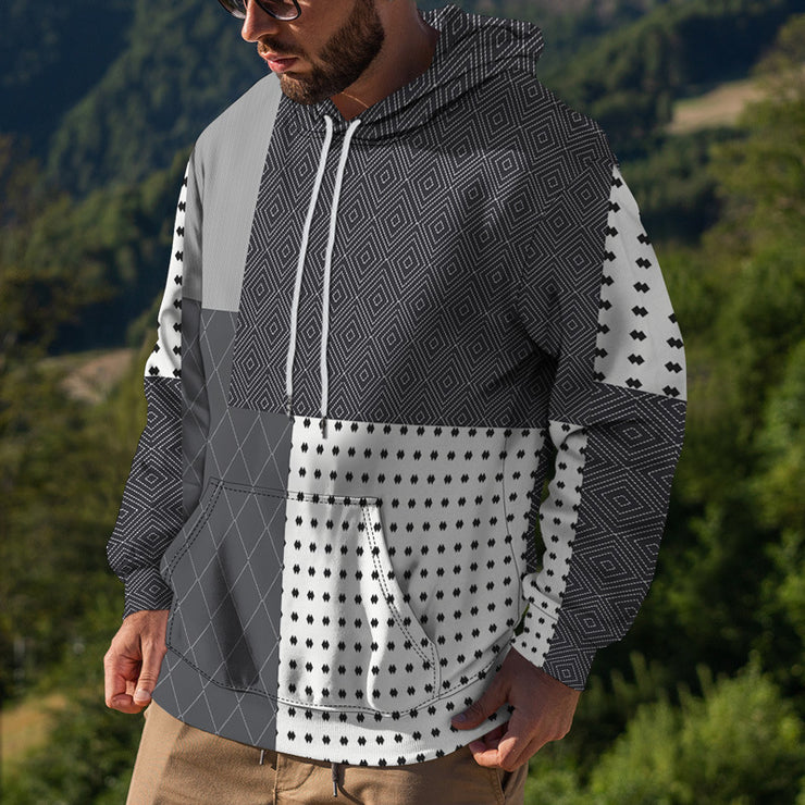 Hooded Sweater Men's Geometric Pattern Street Trend