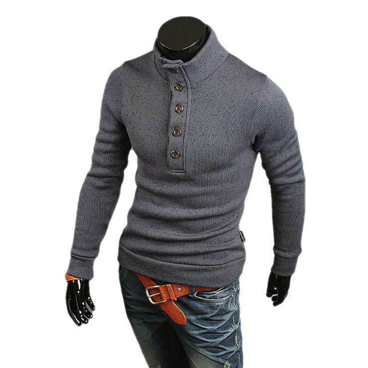 Men's Fashion Trendy Turtleneck Buttons Sweater