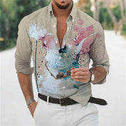 Men's Seaside Vacation Long Sleeve Printed Shirt