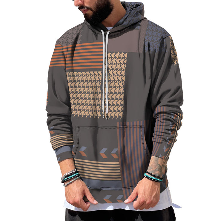 Hooded Sweater Men's Geometric Pattern Street Trend