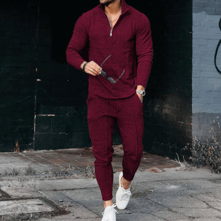 Men's Fashion Casual Long Sleeve Polo Wear Sport Pants Suit