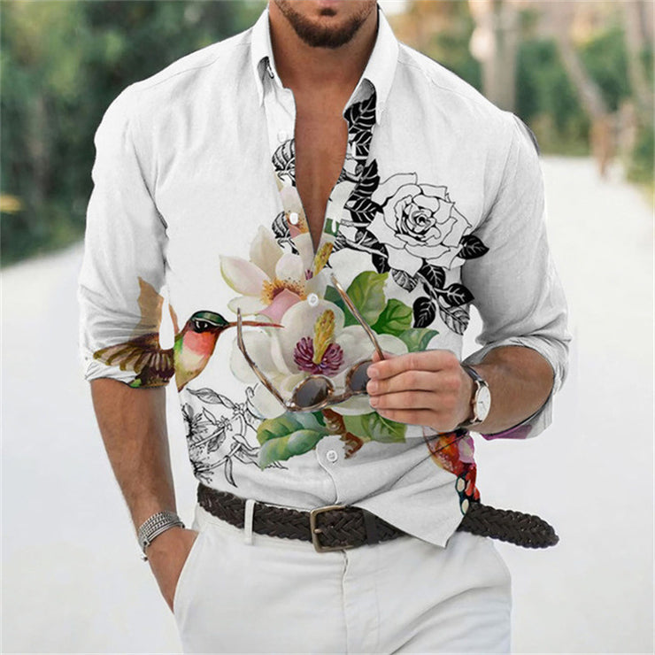 Men's Seaside Vacation Long Sleeve Printed Shirt