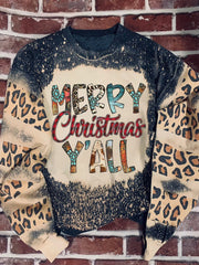 Christmas 3D Digital Printed Round Neck Brushed Loose Sweatshirt