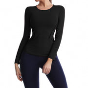 Round Neck Stretch Sports Long-sleeved Top Fitness Women