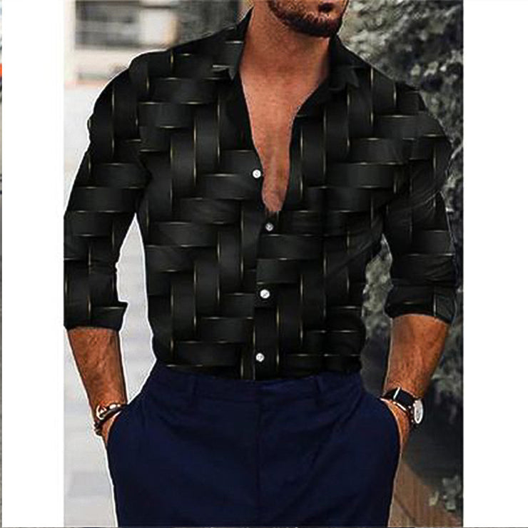 Men's Clothing Print Long Sleeve Men's Shirt