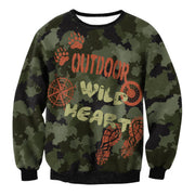 Men's Fashion Casual Camouflage Digital Printed Round Neck Sweater