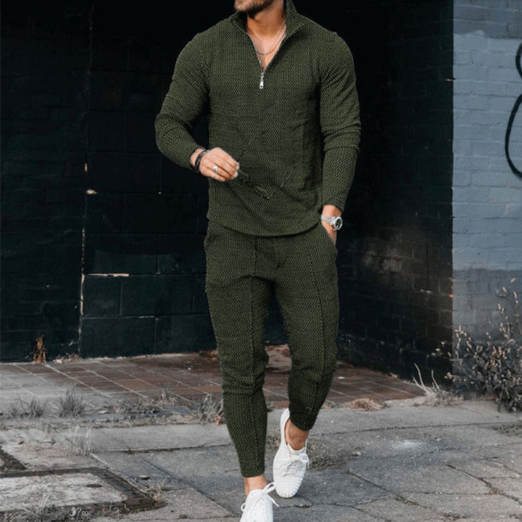 Men's Fashion Casual Long Sleeve Polo Wear Sport Pants Suit