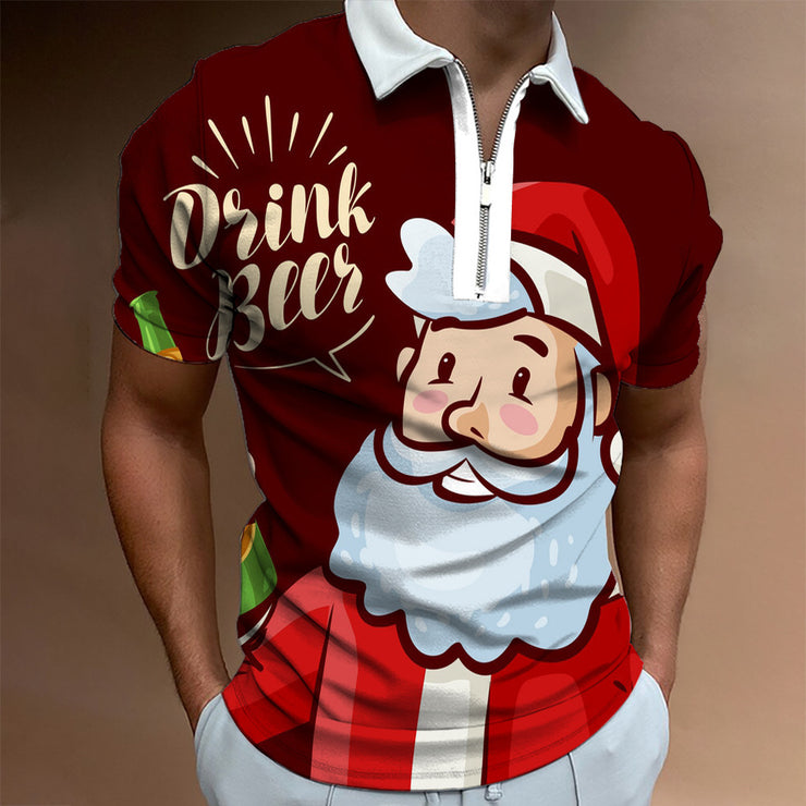 Christmas Series Lapel New Casual Short Sleeve