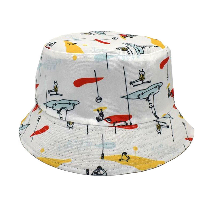 Men's And Women's Outdoor Double-sided Sunscreen Printed Fisherman Hat