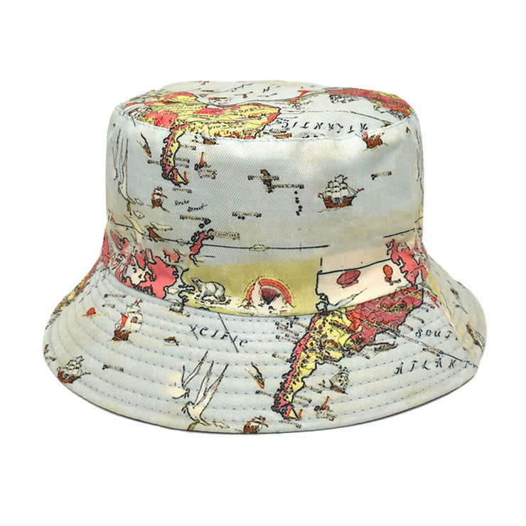 Men's And Women's Outdoor Double-sided Sunscreen Printed Fisherman Hat