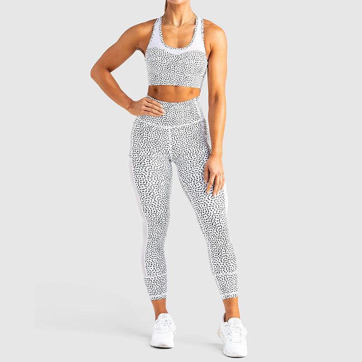 Yoga Patchwork Fitness Suit Spot Print Vest Suit