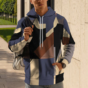 Hooded Sweater Men's Geometric Pattern Street Trend