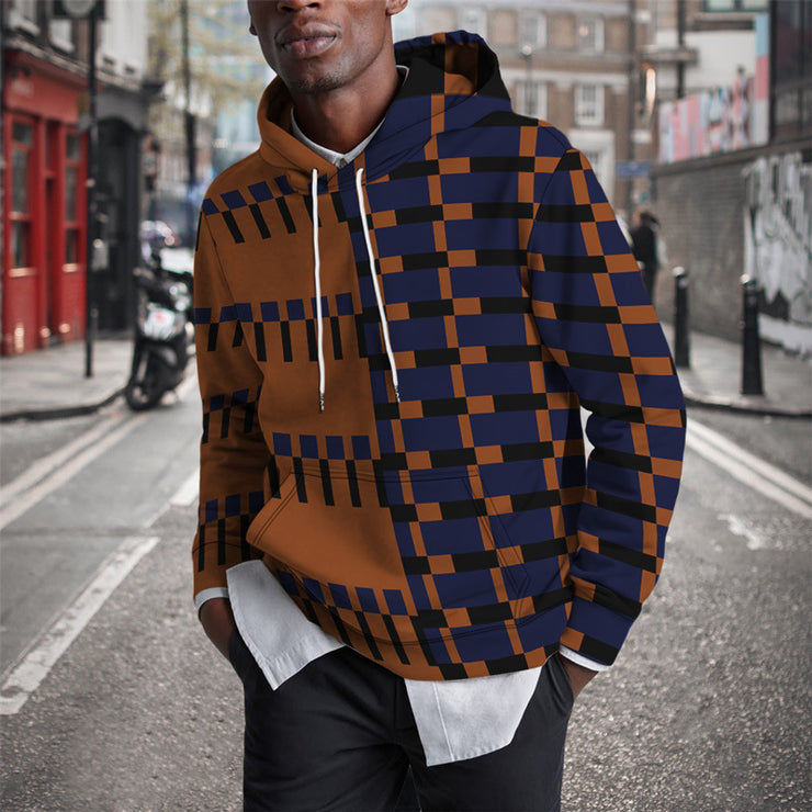 Hooded Sweater Men's Geometric Pattern Street Trend