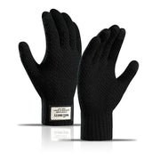 Men's Fashion Velvet Padded Thick Jacquard Warm Wool Touch Screen Gloves