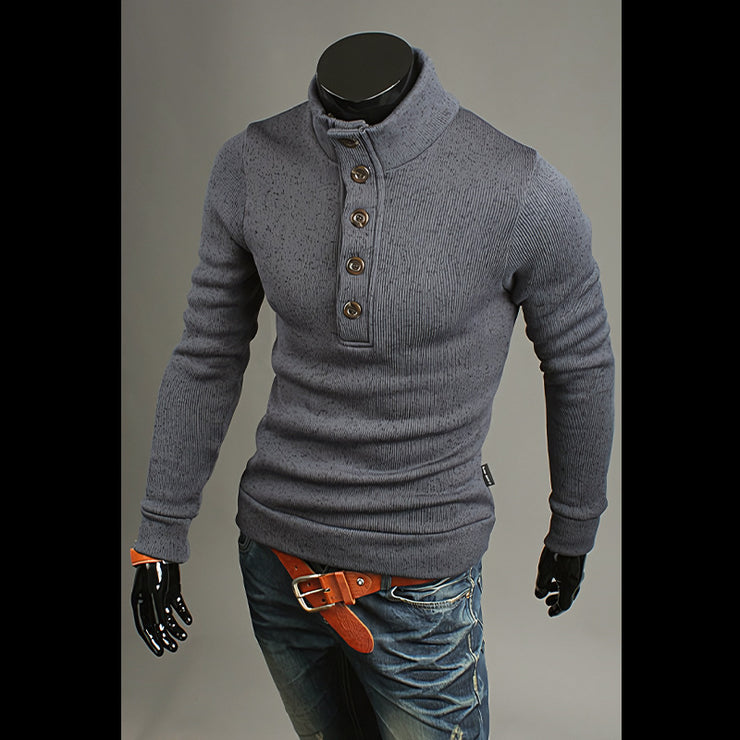 Men's Fashion Trendy Turtleneck Buttons Sweater