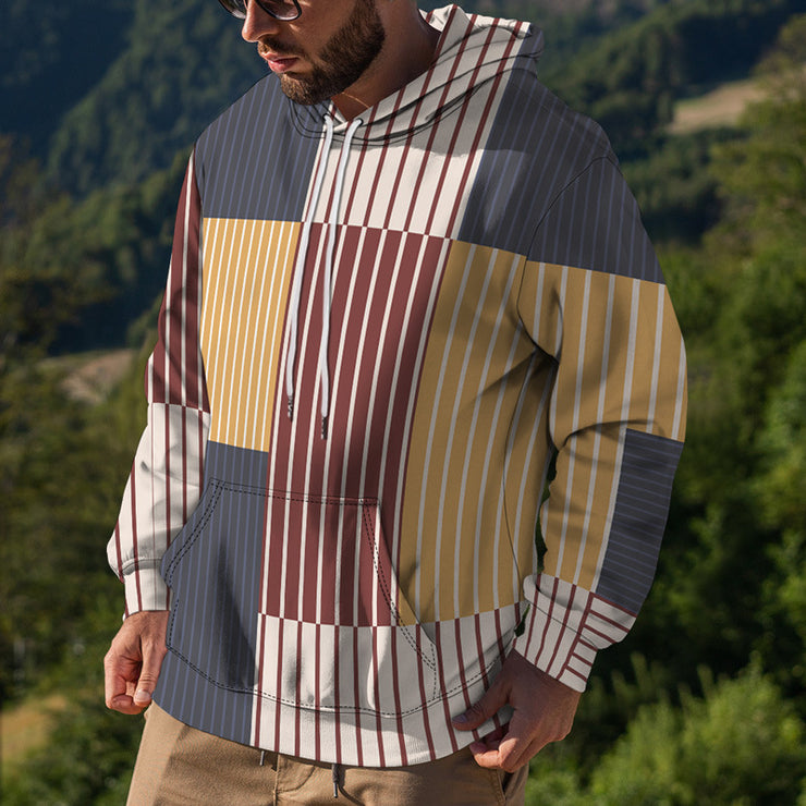 Hooded Sweater Men's Geometric Pattern Street Trend