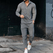 Men's Fashion Casual Long Sleeve Polo Wear Sport Pants Suit