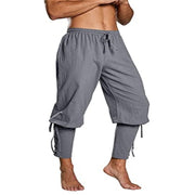 Men's Cotton And Linen Trousers Ankle Strap Pants Medieval Viking