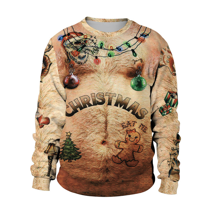 Christmas Digital Printing Round-neck Pullover