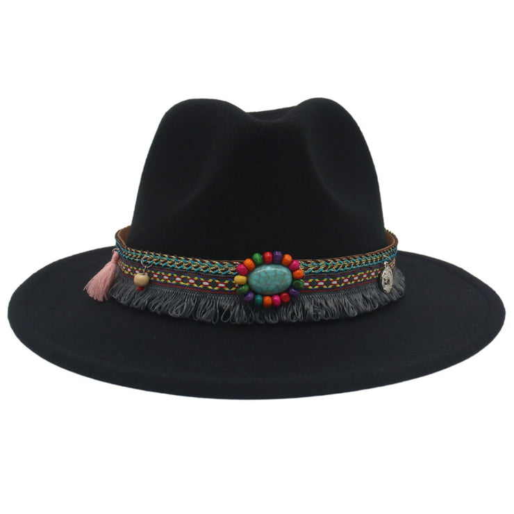 Ethnic Style Western Cowboy Hat Gem Accessories Tibetan Top Hat