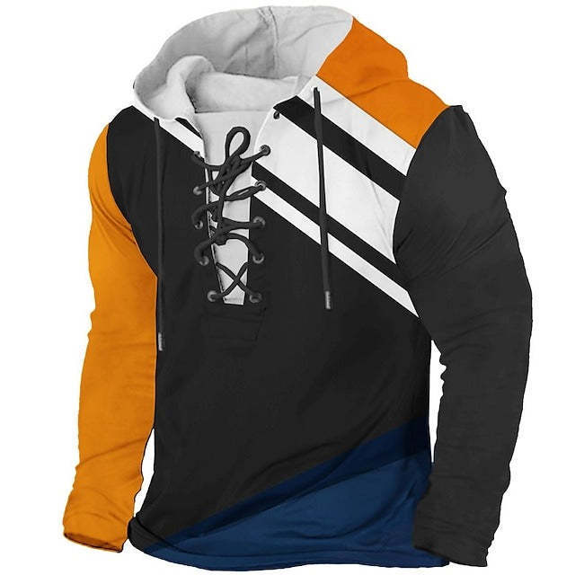 Retro Flag Print Hooded Long Sleeves