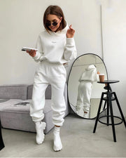 Women's Knitted Fleece Casual Suit Two-piece Set